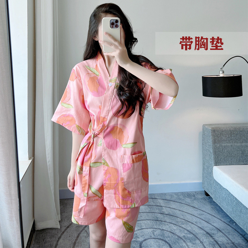 Японский стиль сауны для женщин с подушечками для груди, 100% хлопок, стильный высококачественный костюм сауны, халат из 100% хлопка для спа