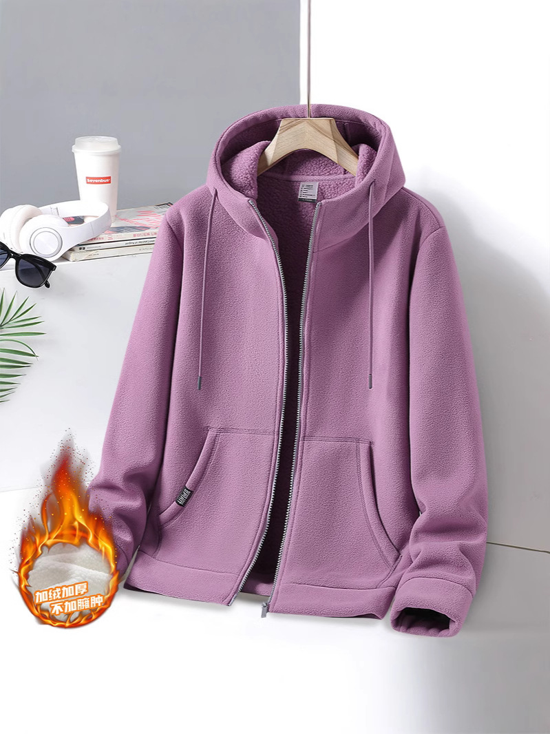 Autumn and winter warm fleece-lined fleece coat lovers zipper running training sports foreign trade cross-border special coat