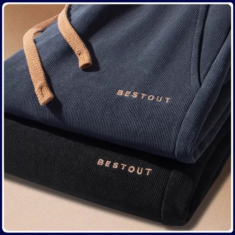 Chenille Casual Pants Men's Autumn and Winter Straight Loose Sports Pants Fleece-Lined Thickeneded Corduroy Sweatpants Long Pants