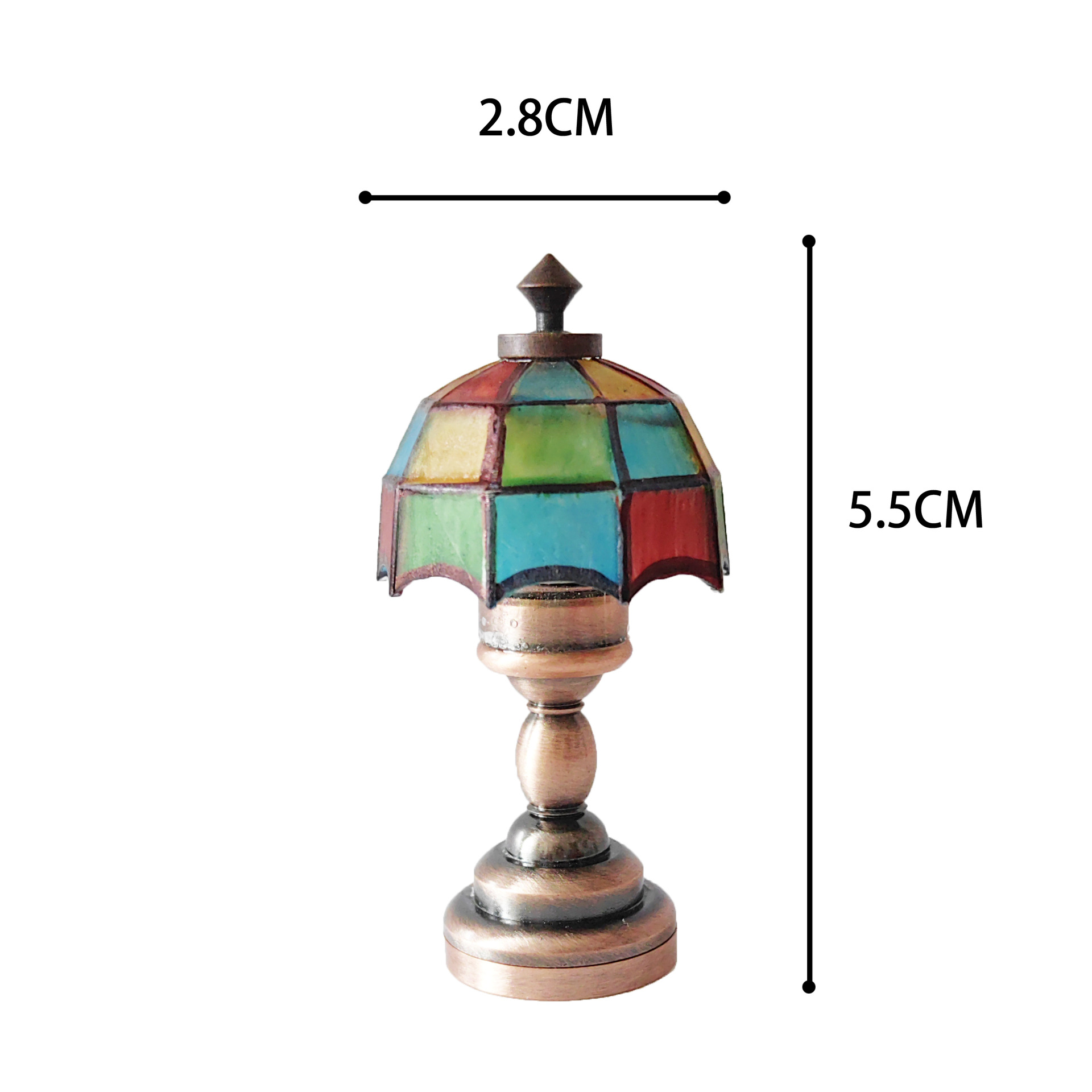 Doll house mini miniature lamp Tiffany table lamp model color glazed lamp 12 points accessories dollhouse