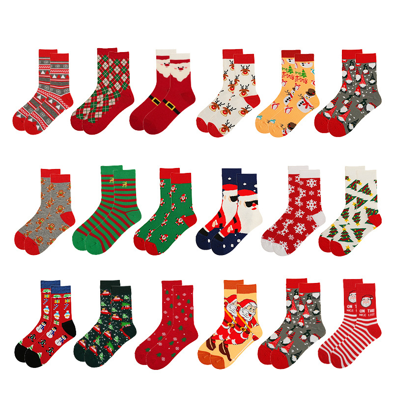Christmas Socks Gift Box Set European and American Cross-Border Amazon New In-Stock Large Size Unisex Trendy Socks Christmas Socks Customization