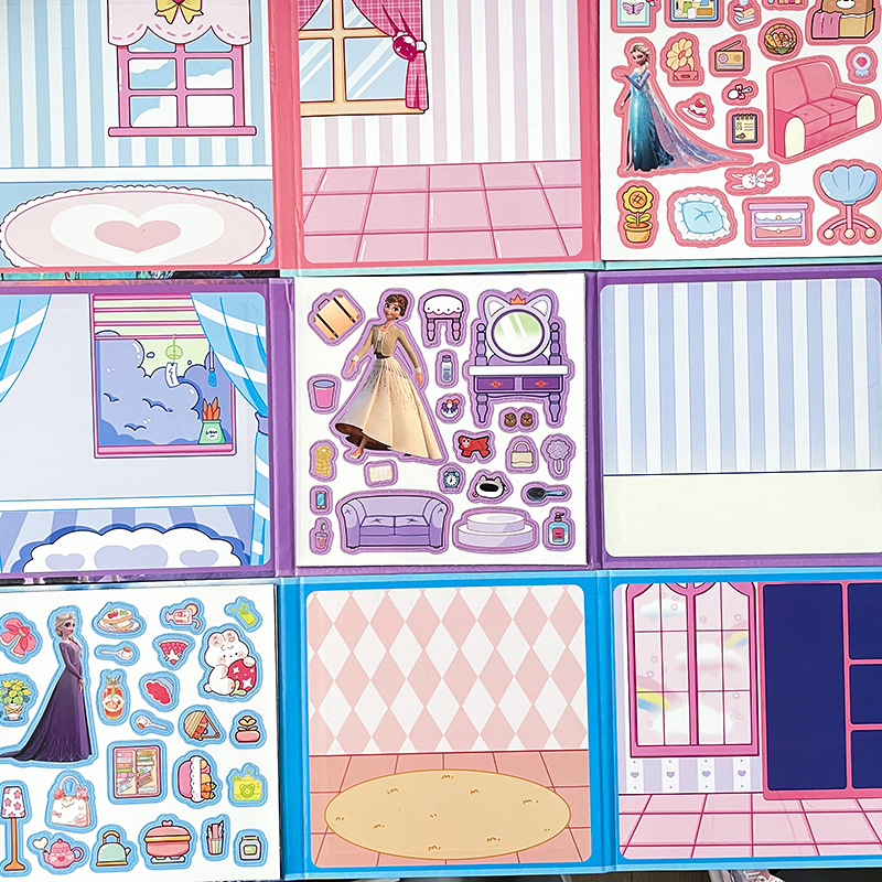 Princess Elsa Frozen Magnetic Quiet Book Elsa Girl Magnetic Stickers Children's Toy Cartoon Stickers Educational