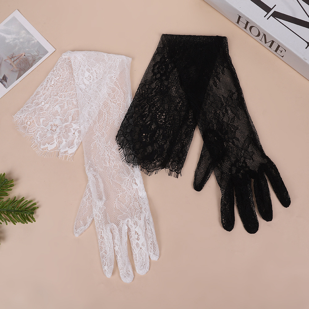New Cross-border Long Gloves Wedding Dress European and American Halloween Wedding Accessories Black Lace Sleeve Women