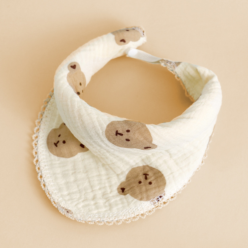 Wholesale infant four-layer wrinkled cloth bib newborn baby spitting saliva towel cartoon multi-functional small square towel