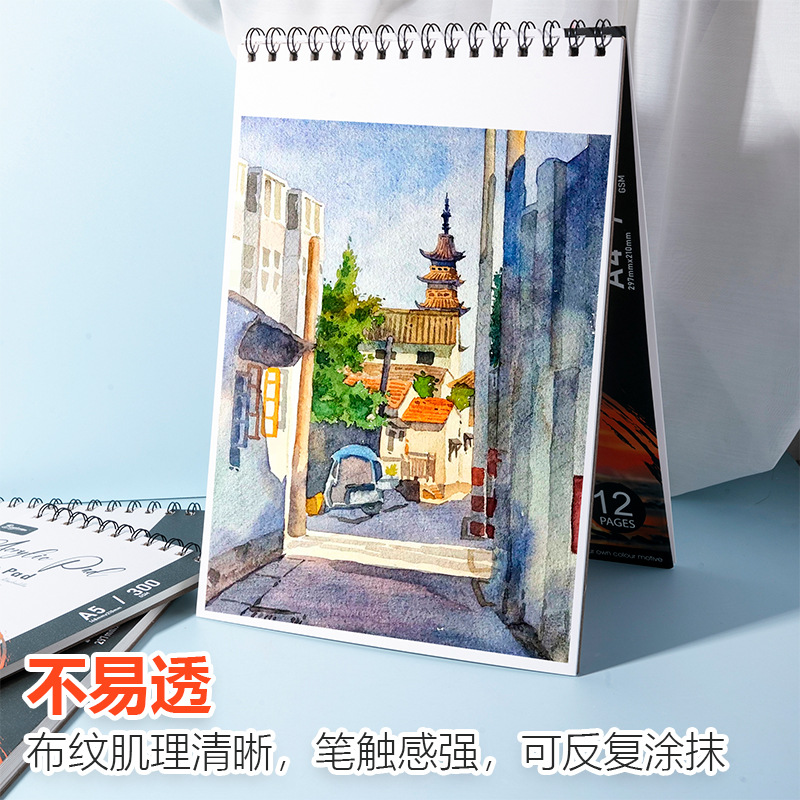 Cross-Border Kidsren's Picture Book Sketch Book Art Graffiti Oil Painting Style Coil Thickeneded A3A4 Acrylic Painting Sketch Book