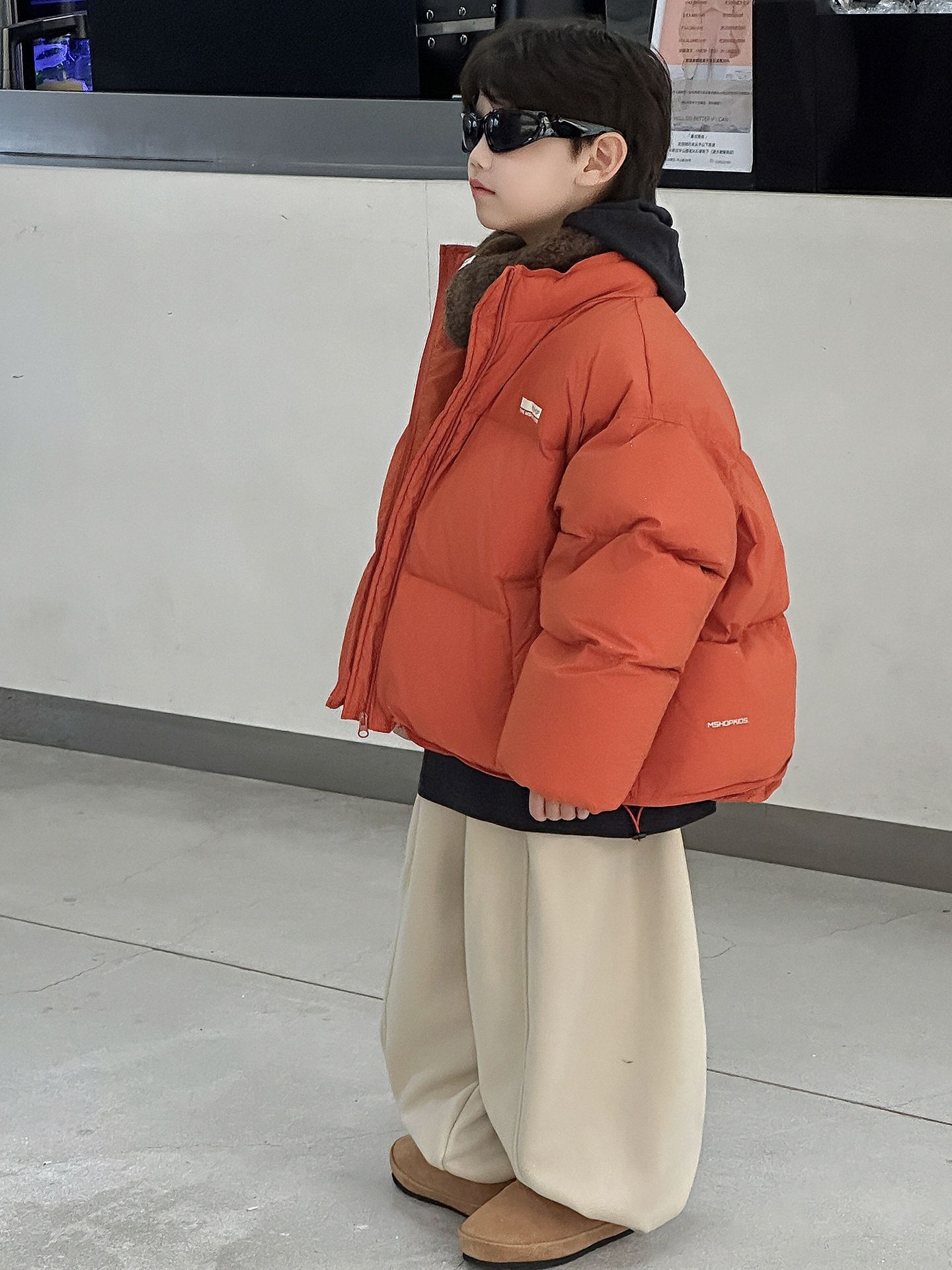 Cotton Shop Boys' down Jacket Children's Winter Korean Style 2026 New Model Silver Sprinkle Stand Collar Trendy Cool Warm Thick Coat