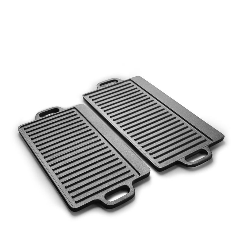 Teppanyaki Plate Cast Iron Household Outdoor Rectangular Barbecue Pot Steak Octopus Barbecue Double-Sided Barbecue Plate Cast Iron Pot