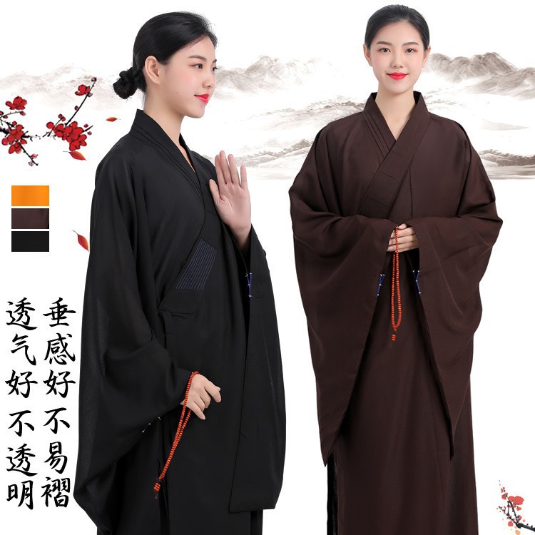 Ji Yuan Hai Qing Ju Shi Suit Men and Women Hai Qing Monk Zen Suit Taiwan Hemp Opaque Long Robe and Gown Don't Wrinkle and Sag Good