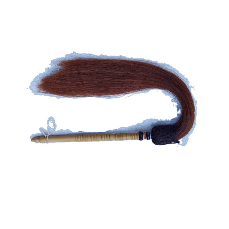 Peach Wood Handle Real Horsetail Whisk, Coffee Black Tai Chi Whisk, Handmade Martial Arts Whisk, Fitness Whisk, Whip