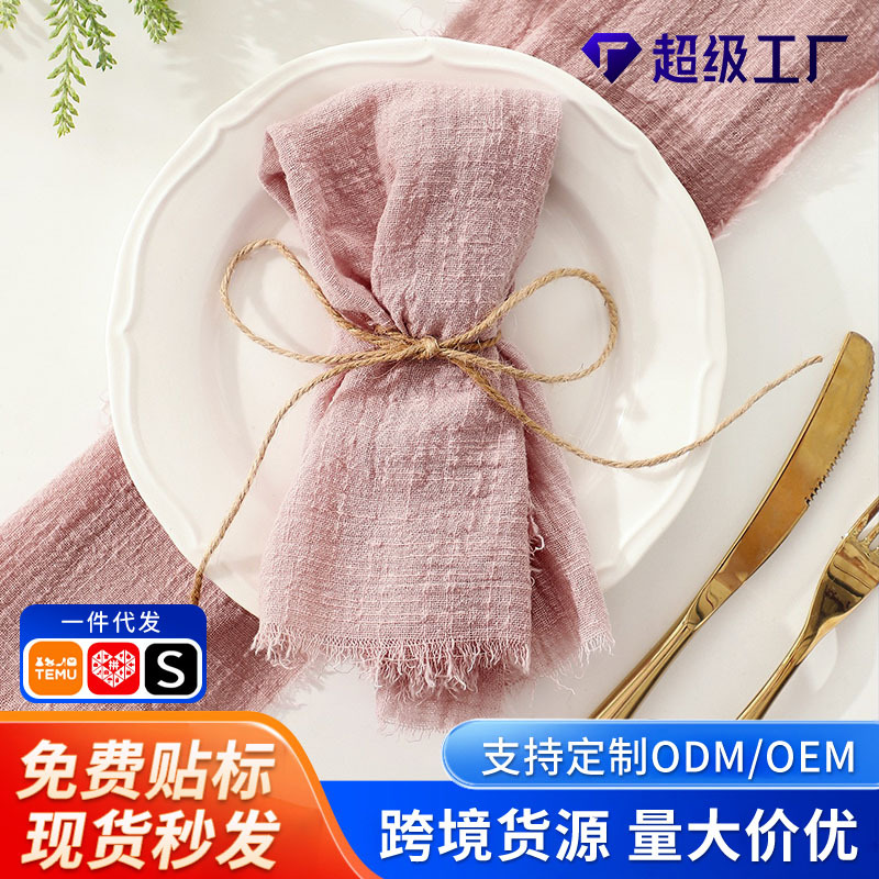 Эксклюзивная салфетка из бамбукового хлопка с бахромой для свадебного декора