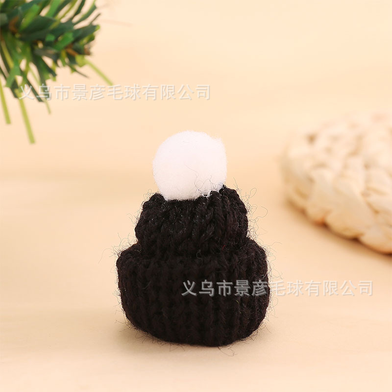 Amazon Christmas Cute Mini Woolen Hat Fur Ball Handmade DIY Jewelry Accessories Knitted Hat