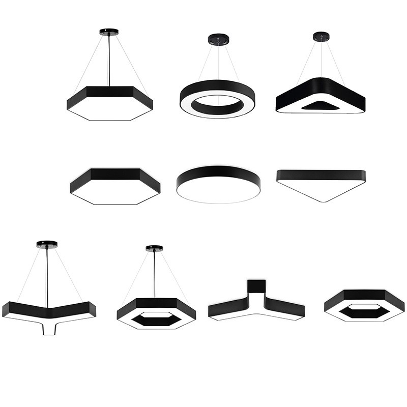Led Special-Shaped Office Light Hexagonal Y-Shaped Hollow Solid Round Office Light Shopping Mall Supermarket Gym Chandelier