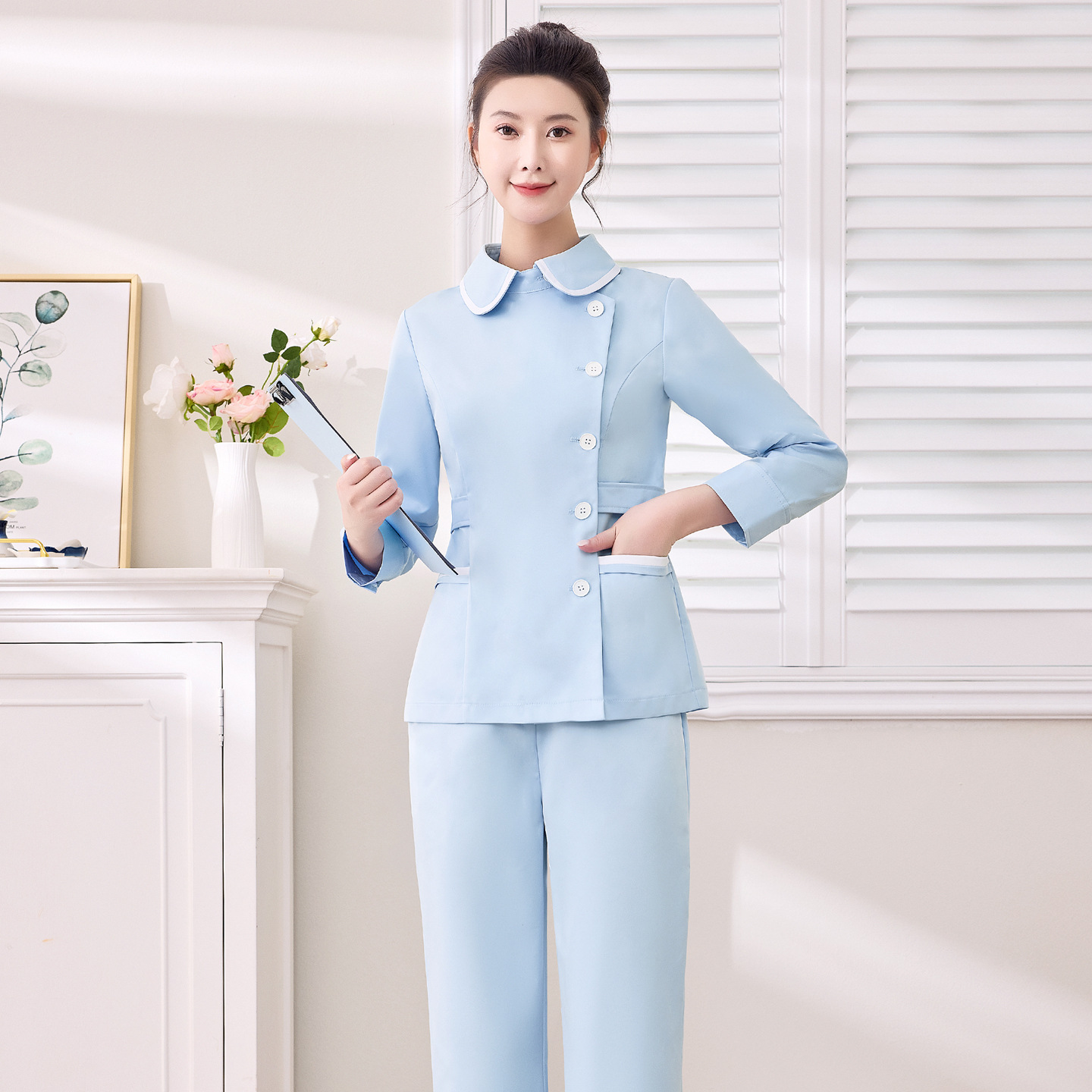 Xiangchunniao Korean Dental Oral Nurse Uniform Female Autumn Beauty Salon Front Desk Reception Split Suit Work Clothes