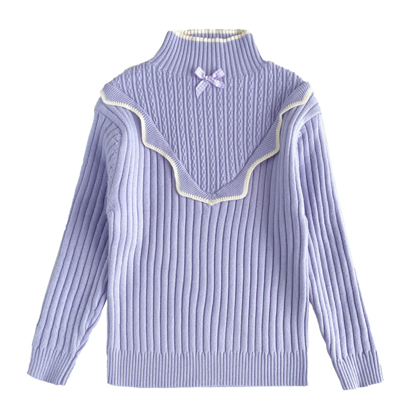 Girls' Knitted Bottoming Shirt Autumn and Winter 2024 New Children's Clothing Girls' Fashionable Autumn Tops Medium and Large Children's Fashionable Tops