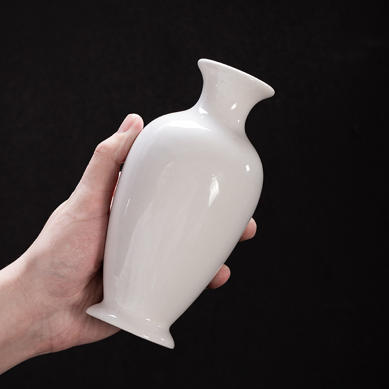 Guanyin Jade Pure Bottle White Porcelain Ceramic Flower Arrangement Porcelain Small Vase Flower Holder Home Tea Ceremony Ornament Zen Buddha Vase