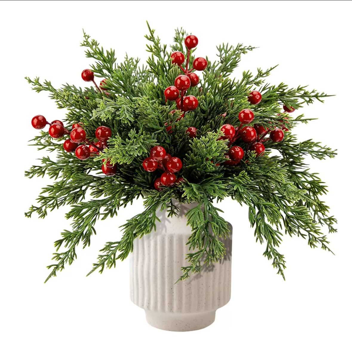Cross-Border E-Commerce Artificial Pine and Cypress Branch Red Berry Bouquet DIY Flower Arrangement Decoration Christmas Pine Needle Home Table Flower Arrangement