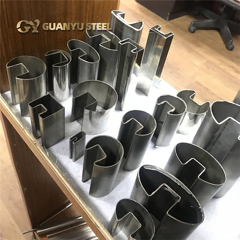 Stainless Steel Stair Handrail Tube Groove Tube Laser Cutting Clamp Glass Special-Shaped High Temperature Resistant Guardrail Custom Processing