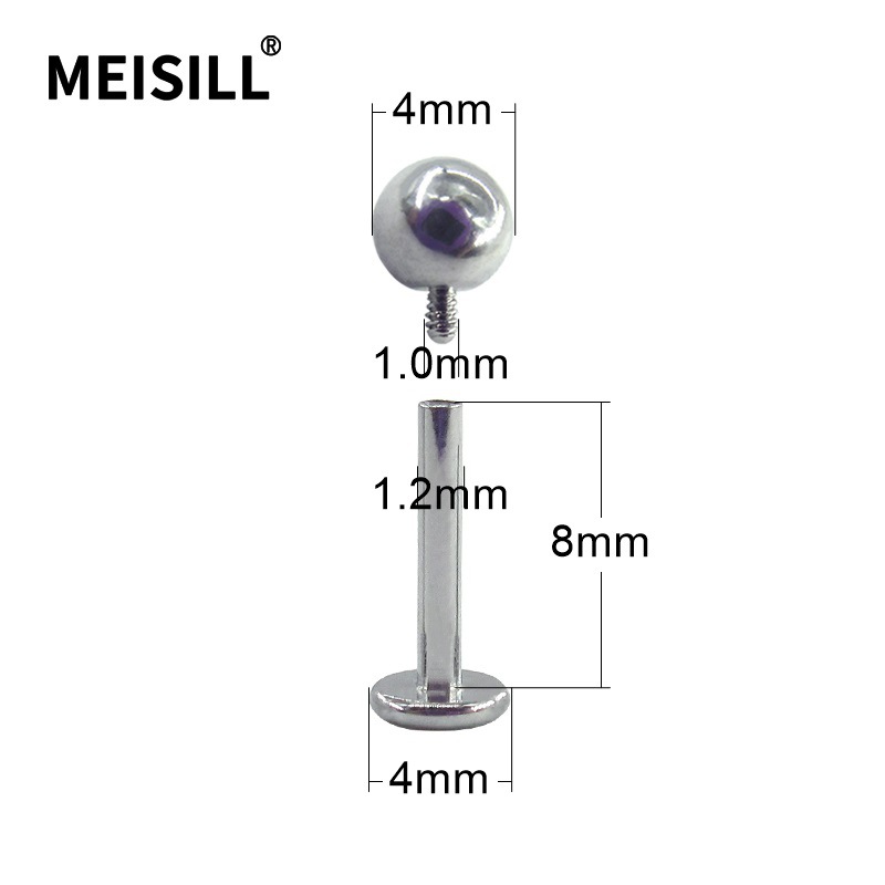 Meier stainless steel internal thread lip nail inner tooth ear bone nail ball pointed lip ring small ear nail human body piercing jewelry