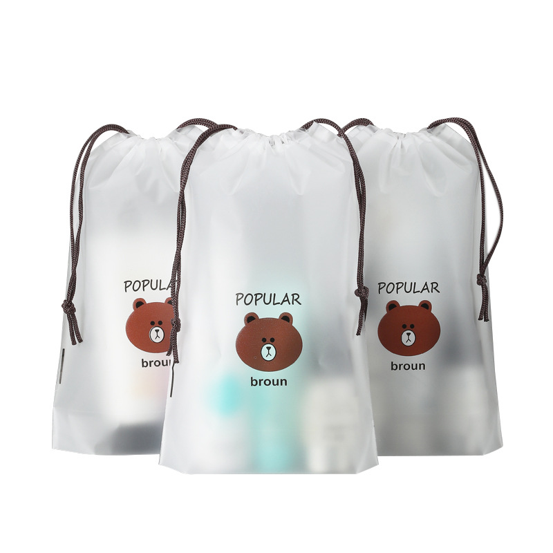 Spot pe Bear Bundle Pocket Simple Transparent Rope Bag eva Frosted Drawstring Bag Translucent Bag Drawstring Bag