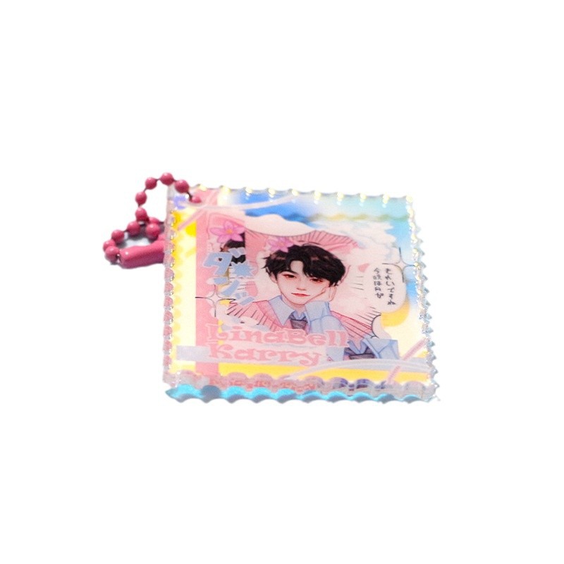 Acrylic key chain DIY cartoon small couple photo diy double-sided cartoon personality picture pendant chain DIY