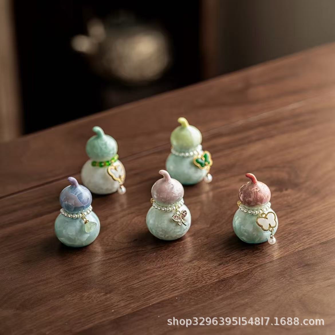 Crystal Glazed Gourd Small Ornaments Ceramic Ladies Cute Colorful Small Fresh Tea Pet Tea Ceremony Accessories High-End Gifts