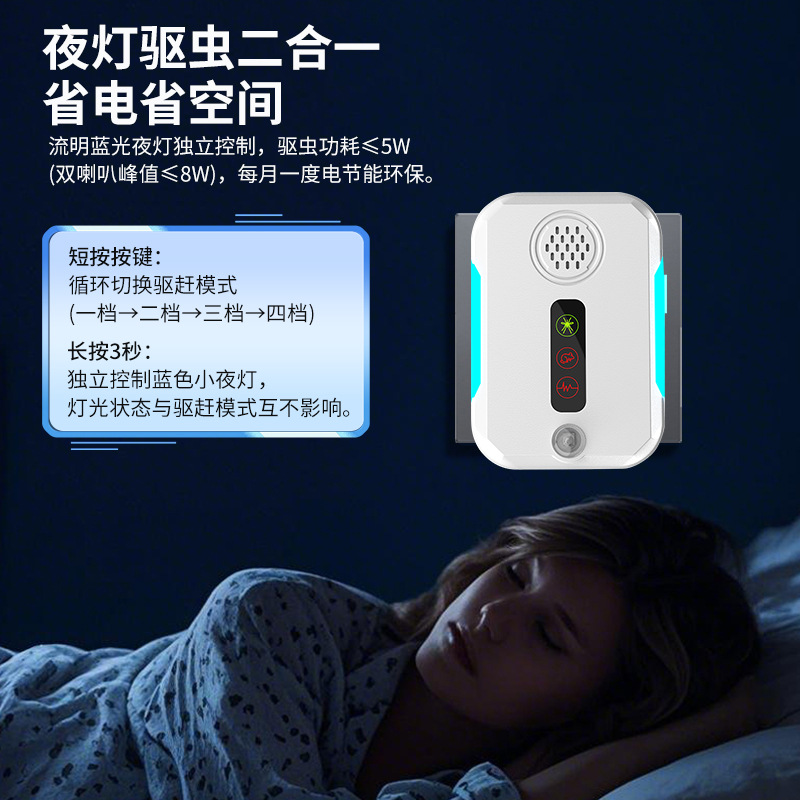 New Ultrasonic Mouse Repeller, Black Technology, Powerful Mouse Repeller, Three-Speed Variable Frequency Led Flash, Two-In-One Mouse Repeller