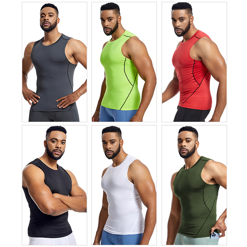 Silgeitu Cross-Border Sports Vest Men's Spring and Summer Tight-Fitting Fitness Clothing Training Running Quick-Drying Basketball Vest
