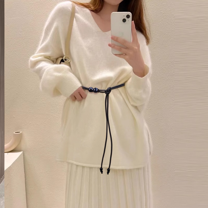 Amazon Cross-Border Belt for Women New Chinoiserie Waist Rope Retro Decoration with Dress Waist Chain Leather Rope Small Belt for Women