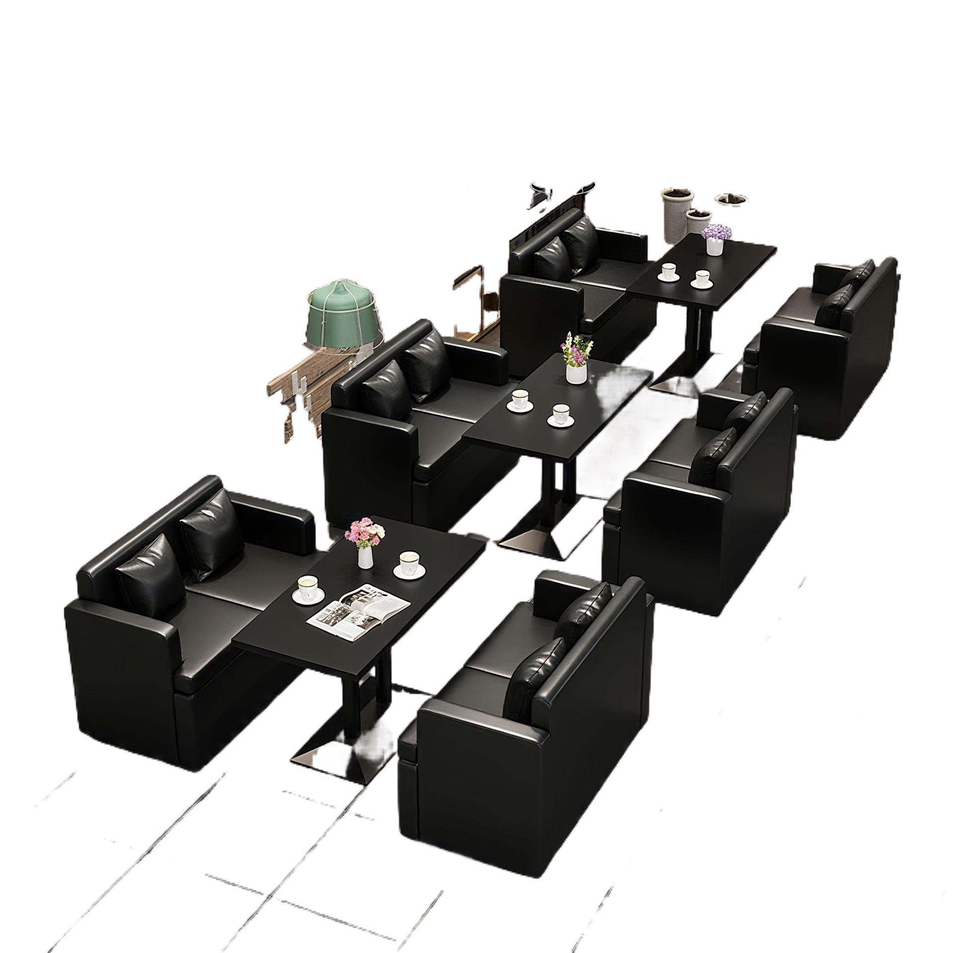 Retro Industrial Style Bar Armrest Sofa Folk Tavern Table and Chair Combination Ktv Card Seat Commercial Double Leather Sofa