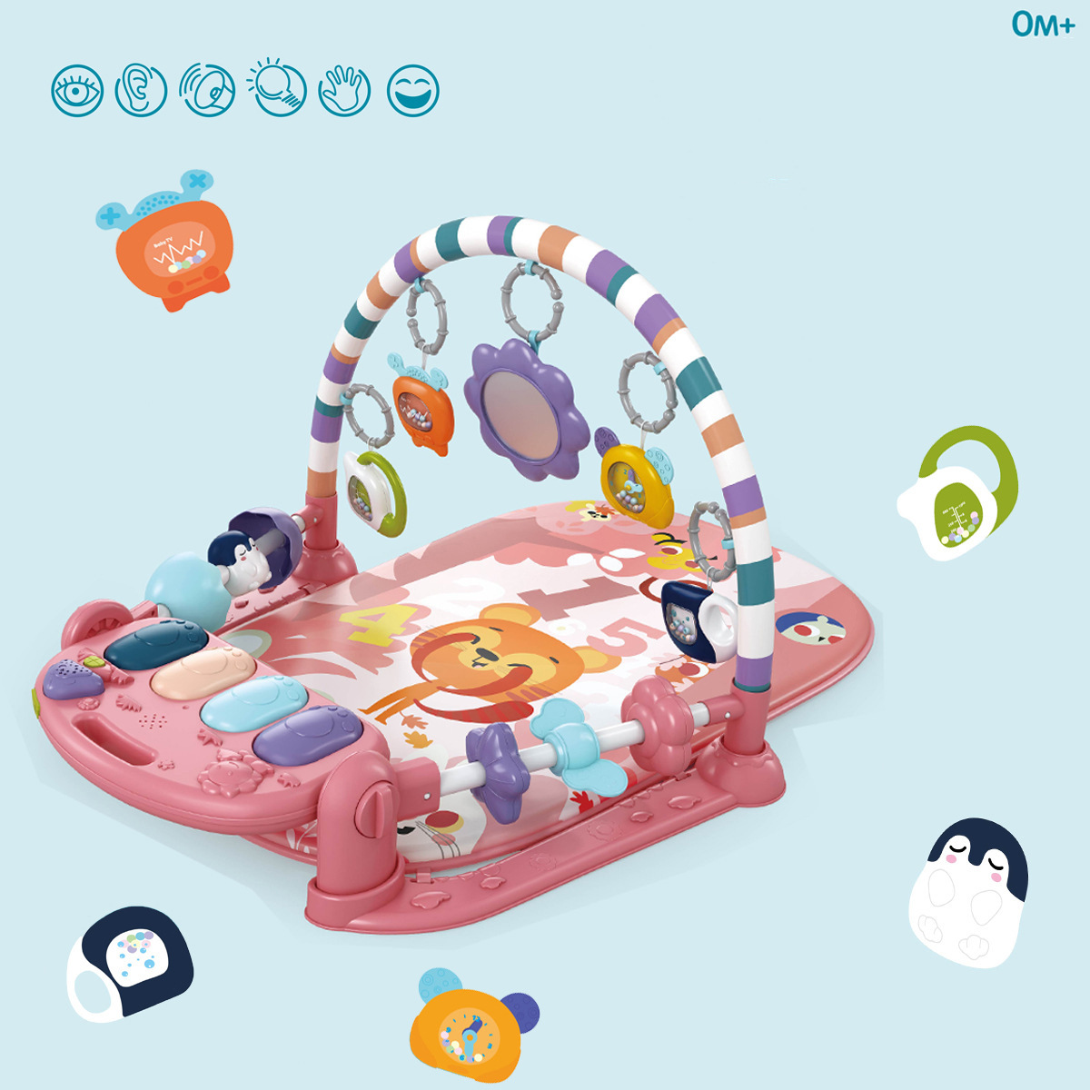 Педальное пианино для младенцев, многофункциональная фитнес-стойка, игрушка для детей 0-6 месяцев, музыкальный артефакт для раннего обучения