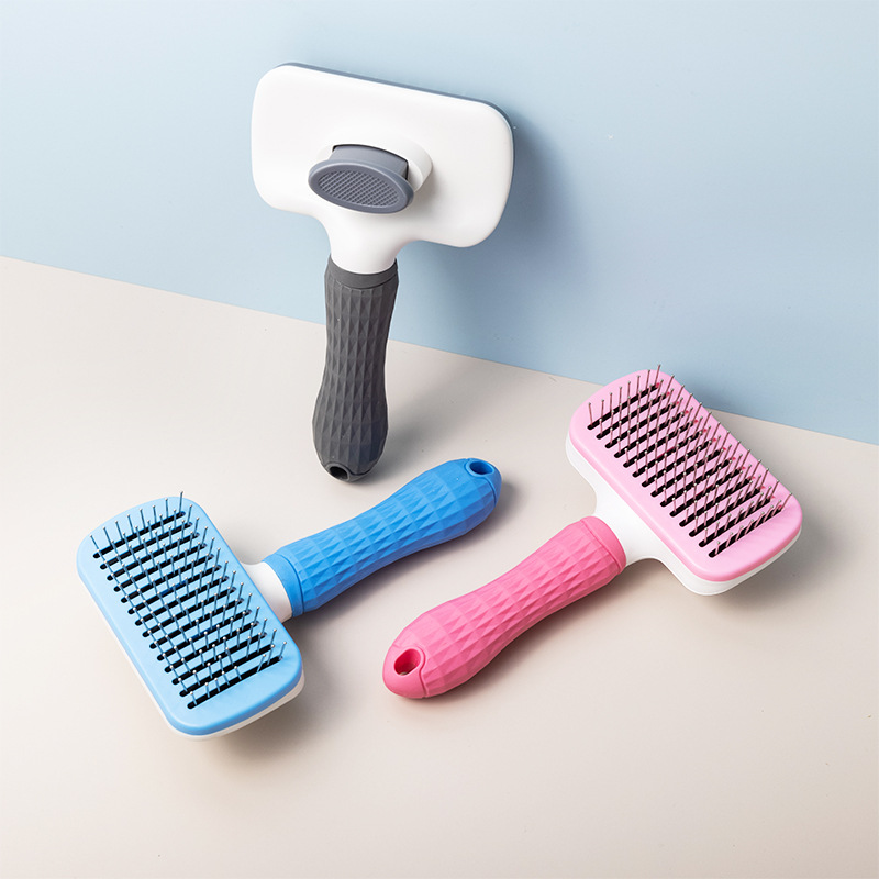 Pet Comb Cleaning Supplies Hair Brush One-Click Hair Removal Dog Comb Stainless Steel Hair Removal Self-Cleaning Hair Removal Comb
