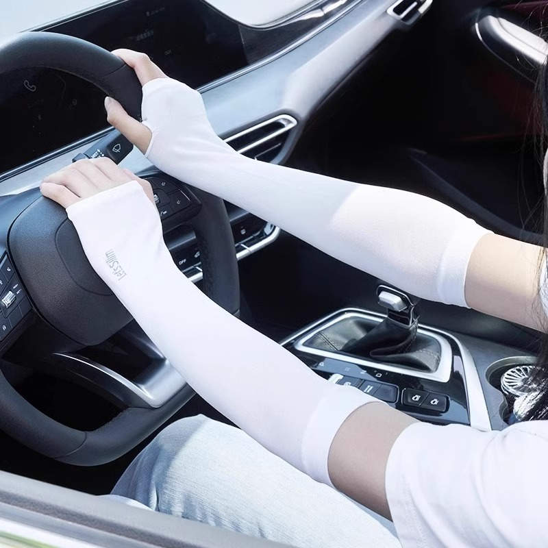 Sun Protection Sleeves, Summer Cool Arm Guards for Women and Men, Ice Silk Sleeve Gloves, Thin Uv Driving Elbow Pads, Ice Sleeves