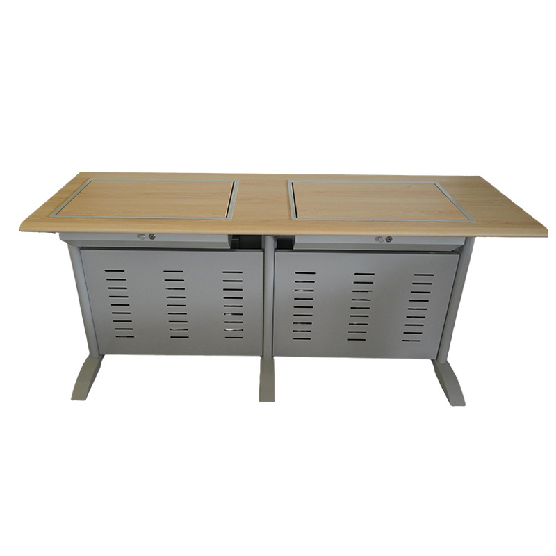Manufacturer Supplies Double Classroom Computer Table Training Table Tutoring Class Double Learning Computer Table and Chair Multimedia Lecture