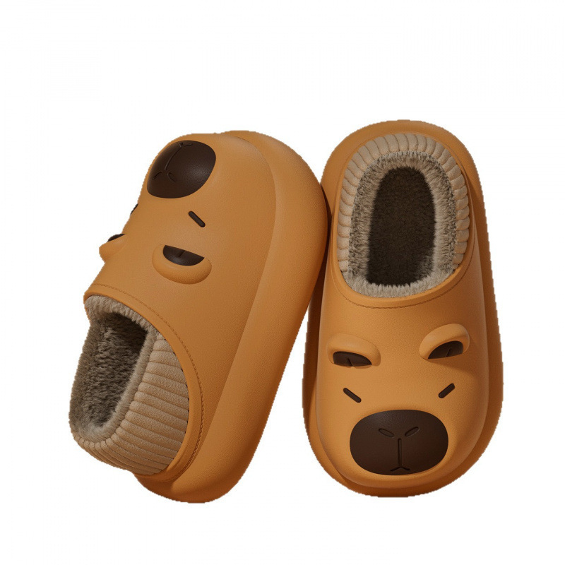 Kapibala Cotton Shoes for Women 2025 Autumn and Winter New Home Thick-Soled Waterproof Anti-Slip Fleece-Lined Outer Wear Female Couple Slippers