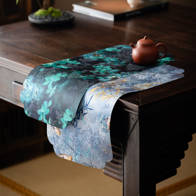 Chinese Style Tea Mat Zen Double-Sided Waterproof Tea Table Mat Dry Bubble Mat Table Flag Fabric Wholesale