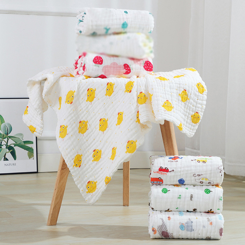 Six-layer Gauze Baby Towel Quilt Toddler Printed Baby Blanket Washable Summer Quilt Soft Seersucker