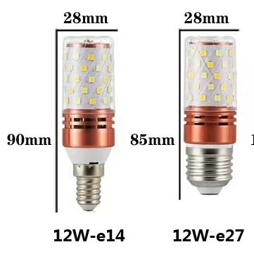 Bald Strong Light Bulb Led12W16We14E27 High-Brightness Screw Led Corn Lamp Chandelier Household Led Corn Lamp