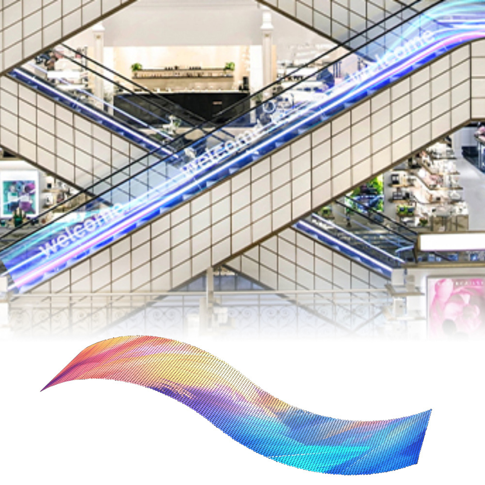 P3.91 Light-Emitting Diode Transparent Holographic Screen Flexible Ultra-Thin Dynamic Display Classy Patent Technology