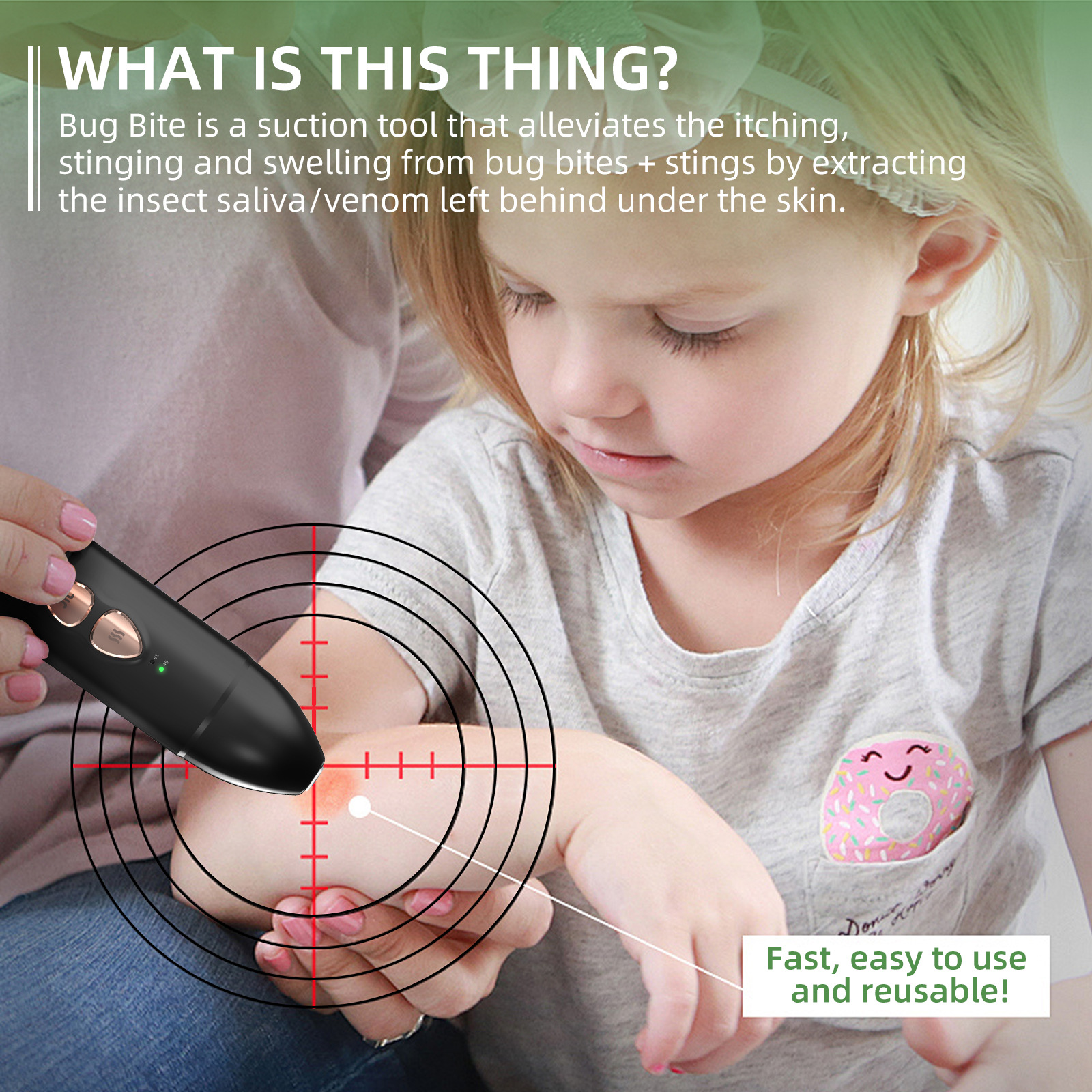 Bug Bite Thing 2-in-1 Electric Insect Bite Device Anti-Itch Device Fever and Anti-Itching and Suction Bite Toxins to Relieve Itching