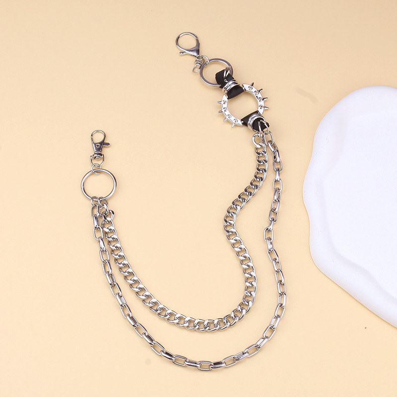 Fashionable Brand Crazy Hunter Exaggerated Spiked Trouser Chain Retro Cool Metal Punk Rock Hip-Hop Waist Chain Wallet Chain for Men