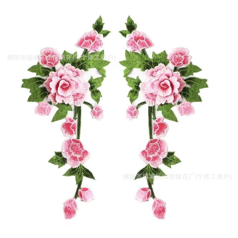Water soluble three-dimensional embroidery DIY cloth stickers color peony hollow clothing accessories patch cheongsam stickers embroidery corsage