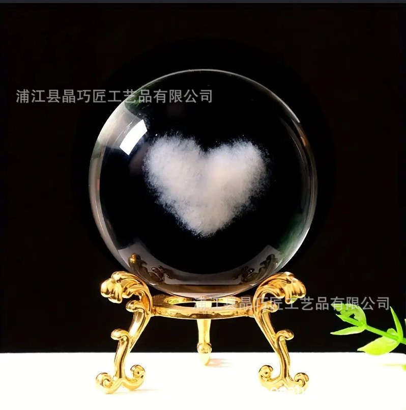 Cross-Border Exclusive Supply of 3D Internally Carved Crystal Ball Ornaments, Exquisite Gifts, Export Factory Home Decoration