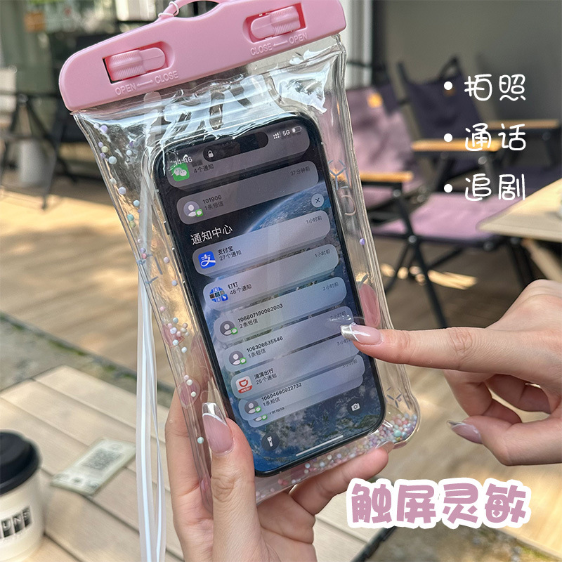 Wholesale mobile phone waterproof bag sealed touch screen swimming diving case drifting airbag hanging neck cartoon mobile phone bag custom