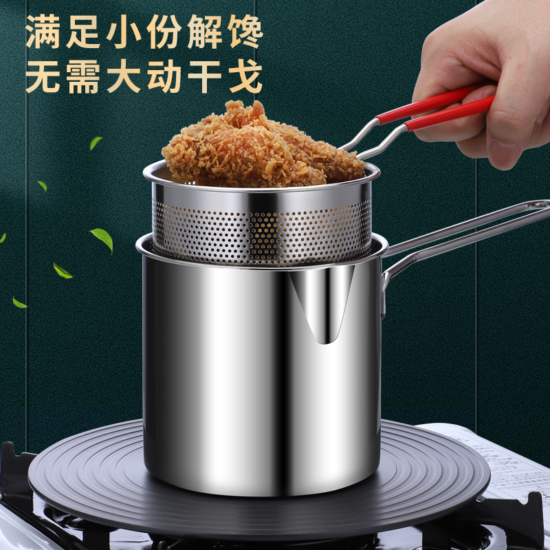 304 Stainless Steel Fryer for Frying Chicken and Fries, Household Kitchen Fryer with Large Capacity, Oil Boiler Stove Universal Mini
