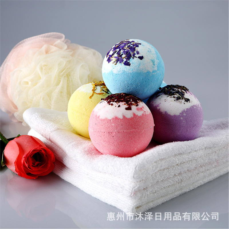 Cross-Border Explosive Dried Flower Bath Salt Ball 100g Multi-Bubble Rose Milk Bath Ball Essential Oil Bubble Ball Toy Bath Ball