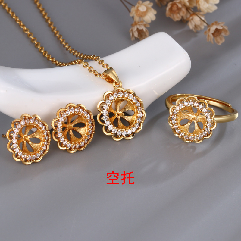 2025 Spring New Natural Freshwater Pearl Jewelry Set Elegant Earrings Support Re-Inspection Three-Piece Set