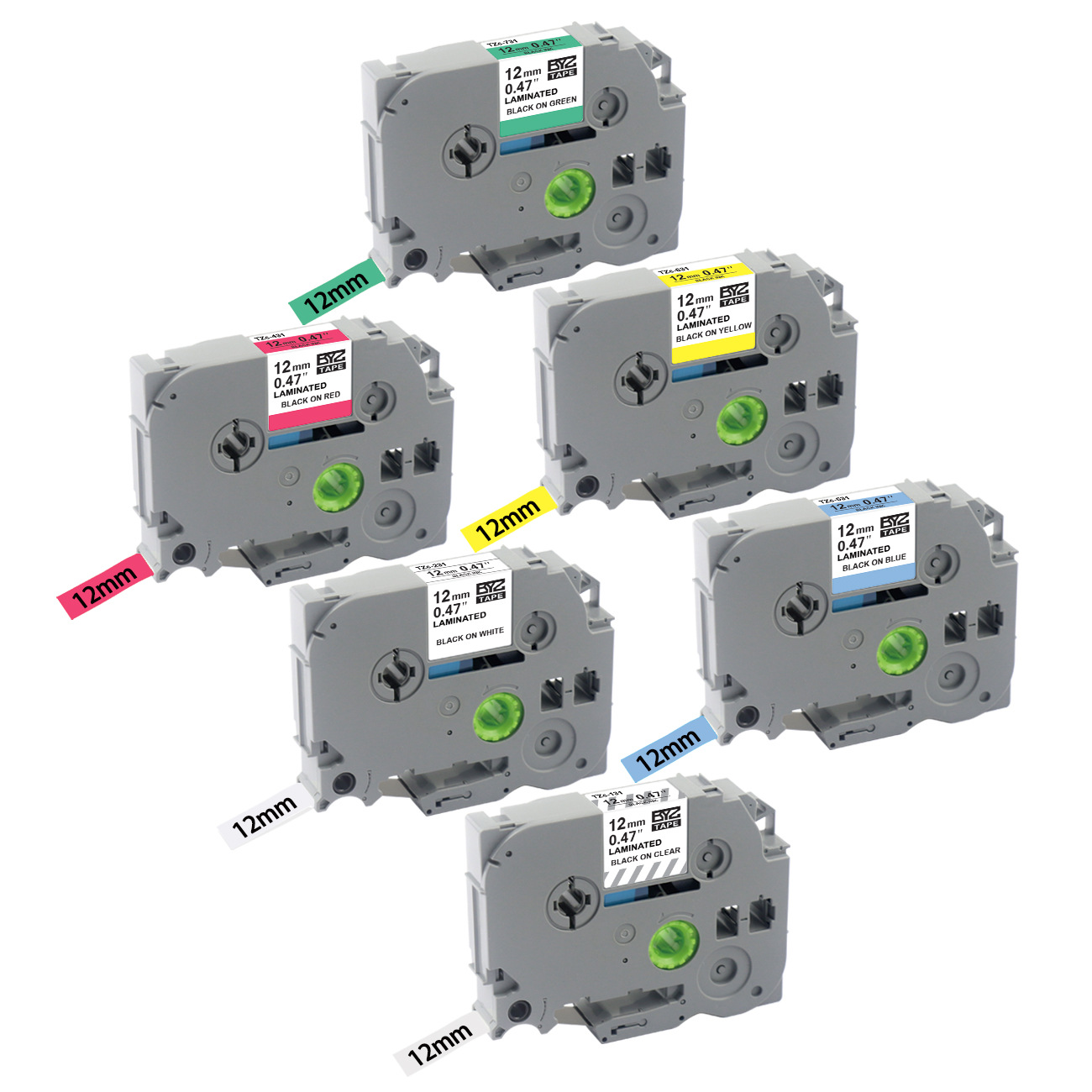 Suitable for Brother Label Machine Domestic Ribbon 12mm Standard Laminated Self-Adhesive Label Printing Paper Compatible with Tzc231