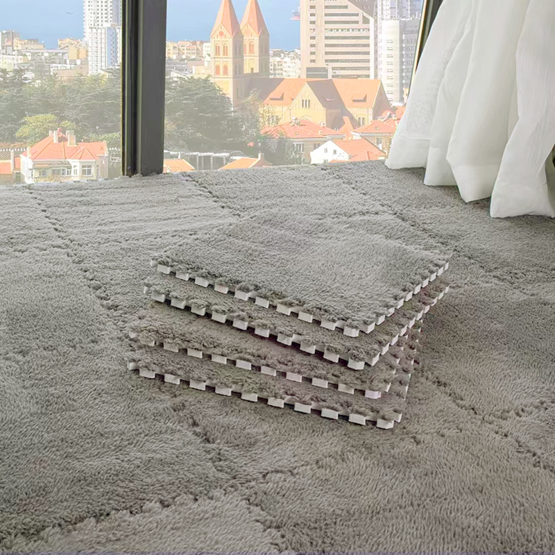 Spliced Carpet Bedroom Full Household Square Puzzle Floor Mat Plush Surface Eva Foam Floor Mat Tatami Mat