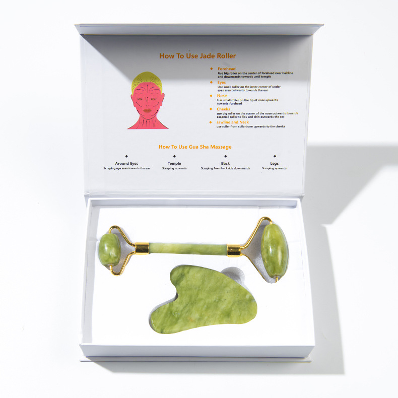 Manufacturers Xiuyu roller face massage beauty stick roller jade push face eye jade roller massager suit