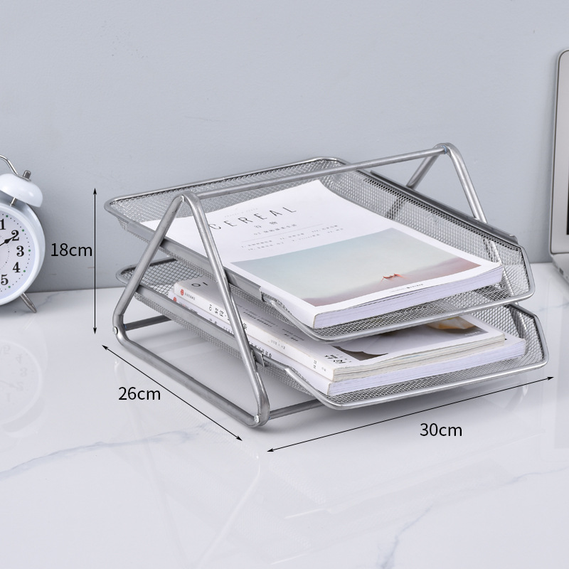 Wire mesh metal two-layer file holder two-layer data tray drawing data file tray creative anti-rust file holder